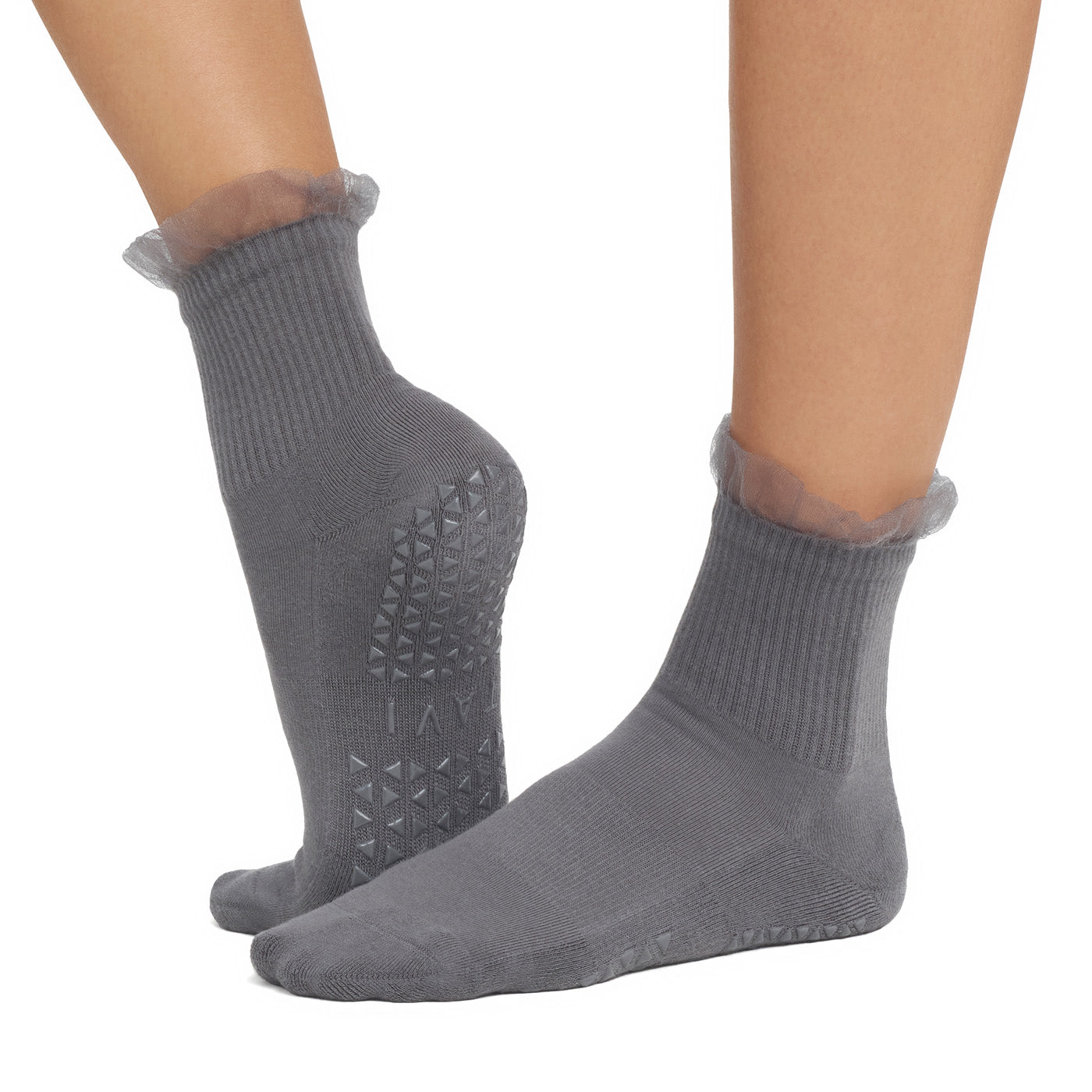 Aria Tulle Ruffle Grip Socks